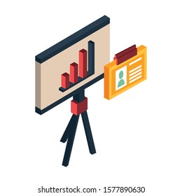 paperboard with financial statistics bars graphic vector illustration design