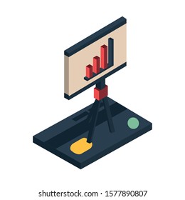 paperboard with financial statistics bars graphic vector illustration design