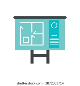 paperboard training with statistics icon vector illustration design