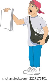 Portero Anunciando Ilustración De Vectores De Noticias