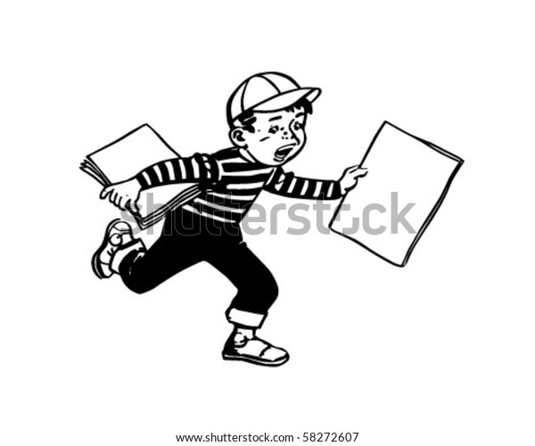 Paperboy Retro Clip Art Stock Vector (Royalty Free) 58272607