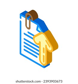 paperclip attached file isometric icon vector. paperclip attached file sign. isolated symbol illustration