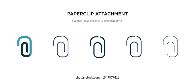 paperclip attachment icon in different style vector illustration. two colored and black paperclip attachment vector icons designed in filled, outline, line and stroke style can be used for web,