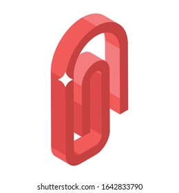 Paperclip, attachment icon isometric vector design.