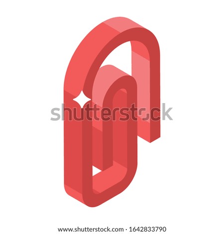 Paperclip, attachment icon isometric vector design.