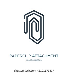 paperclip attachment thin line icon. document, attachment linear icons from miscellaneous concept isolated outline sign. Vector illustration symbol element for web design and apps.