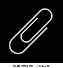 paperclip black icon, metallic, vector illustration 