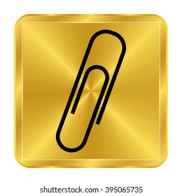 paperclip - black vector  icon; gold button
