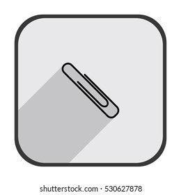 Paperclip - black vector icon  with long shadow