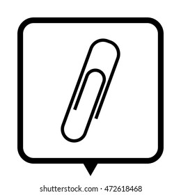 paperclip - black vector icon ; message bubble