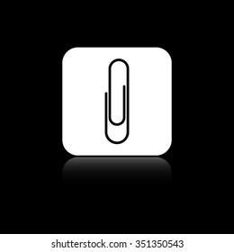 paperclip - black vector icon on the white button