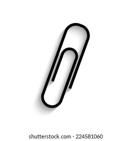  paperclip - black vector icon with shadow