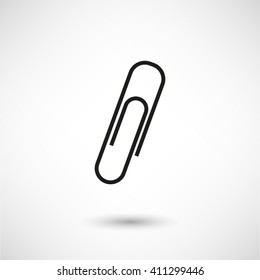 paperclip - black vector icon  with shadow