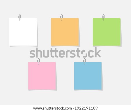 Paperclip with blank notepaper flat icon isolated on white background.Eps 10