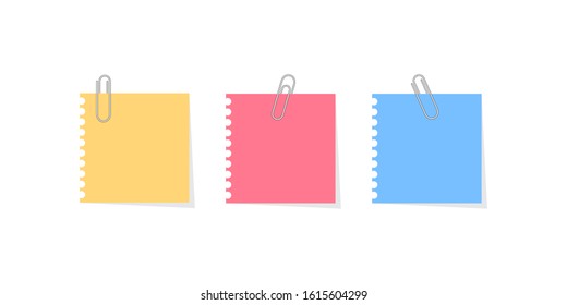 Paperclip with blank notepaper isolated. Vector illustration