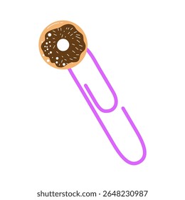 Paperclip with Chocolate Donut Icon