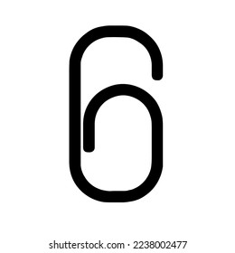 Paperclip, paper-clip, clamp, to attach paper sheet, paper holder, binder, fastener, staple, graphic, sketch, outline, vector, illustration in black color, isolated on white background