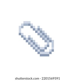 Paperclip. Clip Pixel Art Style Icon. Knitted Design. 8-bit Sprites. Isolated Vector Illustration.