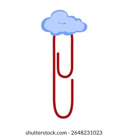 Paperclip Cloud Raining Illustration Icon