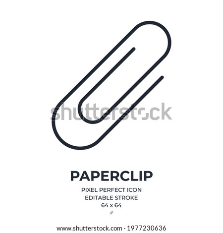 Paperclip editable stroke outline icon isolated on white background flat vector illustration. Pixel perfect.