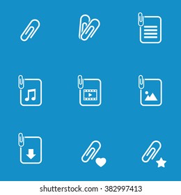 Paperclip file icon set. Vector illustration
