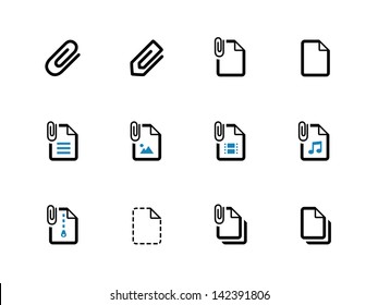 Paperclip File Icons On White Background. Vector Illustration.