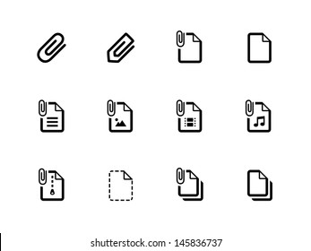 Paperclip file icons on white background. Vector illustration.