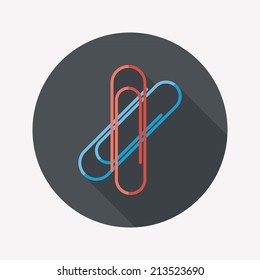 Paperclip flat icon with long shadow,eps10