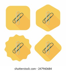 Paperclip flat icon with long shadow,eps10