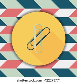 Paperclip flat icon with long shadow,eps10