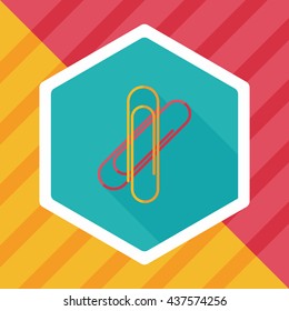Paperclip flat icon with long shadow,eps10