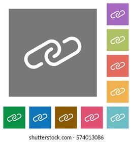 Paperclip flat icons on simple color square backgrounds
