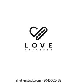 Paperclip Heart Concept Vector Logo Icon Design Template.