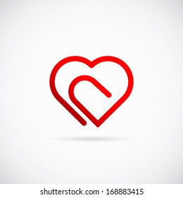 Paperclip Heart Concept Vector Symbol Icon