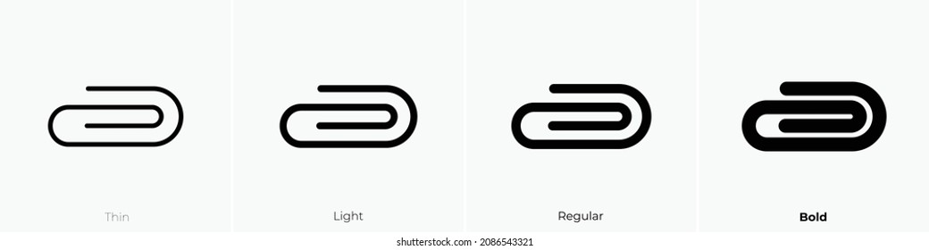 icono horizontal del clip. Diseño delgado, ligero y audaz aislado en un fondo blanco
