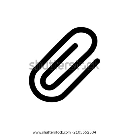 Paperclip Icon in black flat glyph, filled style isolated on white background
