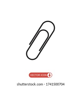 paperclip icon in flat style, isolated on white background.