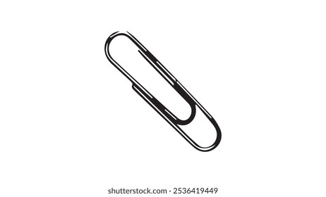 Paperclip icon isolated on white background, office paperclip, school supplies, stationery element for fastening documents, page clamp, office concept, paper holder for fastening