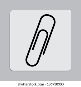  paperclip icon on a grey flat button