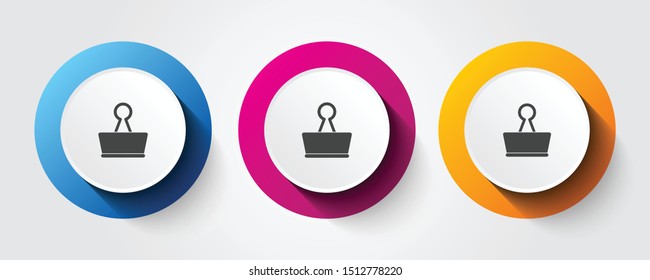 Paperclip icon on three colorful buttons.
