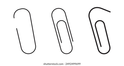 Paperclip icon set. Circular design. Black and white. Vector illustration.