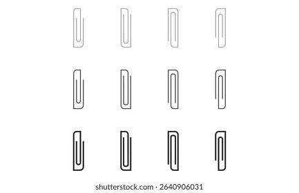 Paperclip Icon Set. Designed with a minimalist aesthetic, it features precise curves and balanced proportions guided by a golden-ratio grid.