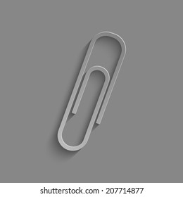  paperclip icon  with shadow on a grey background