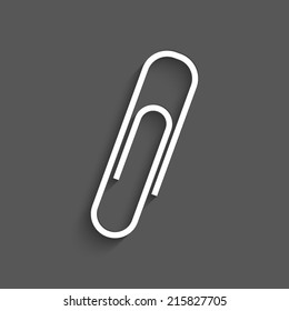  paperclip icon with shadow on a grey background