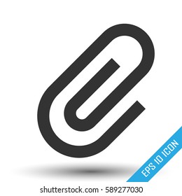 Paperclip icon. Simple flat logo of paperclip sign on white background. Vector illustration.