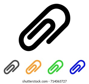 Paperclip icon. Vector illustration style is a flat stroke iconic paperclip symbol with black, gray, green, blue, yellow color versions. Designed for web and software interfaces.