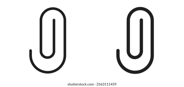 Paperclip icons in black line and filled versions