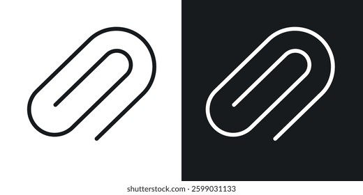 Paperclip icons in flat and linear vector illustration on white background.