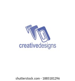 Paperclip logo illustration. Clip sign line icon or logo. Business and education logo concept, application, corporate identity etc.
