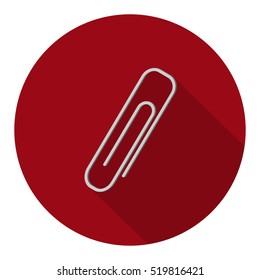 Paperclip long shadow flat icon.
